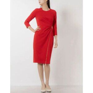 Calvin Klein Women's Diagonal Zipper Round Neck 3/4 Sleeve Sheath Dress Size 6